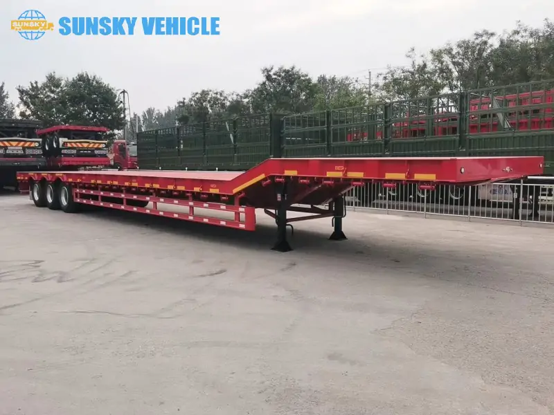 Lowboy Gooseneck Trailer for Equipment side view