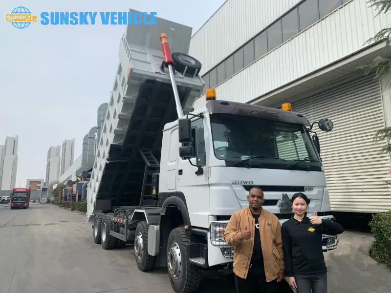 Tanzania Client Visits SUNSKY VEHICLE to Inspect HOWO TIPPER TRUCK
